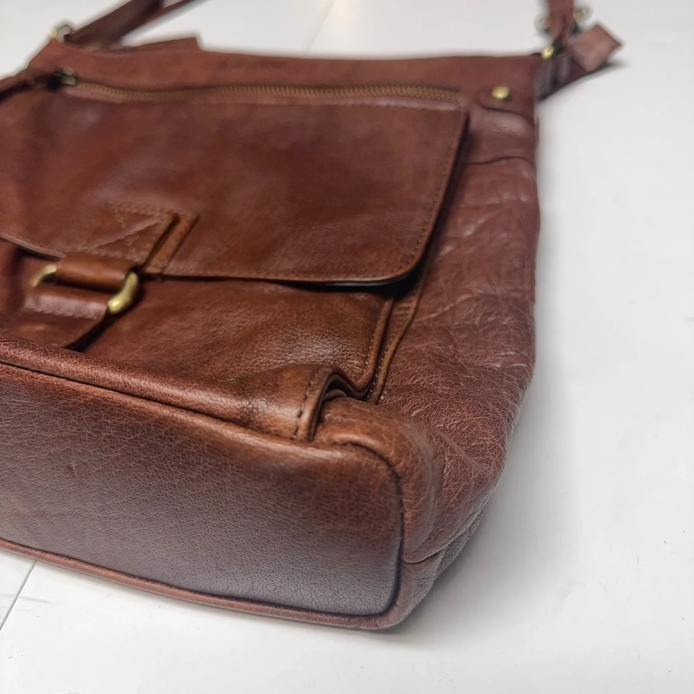 Vintage Leder Buck Brown Leather Crossbody Bag
